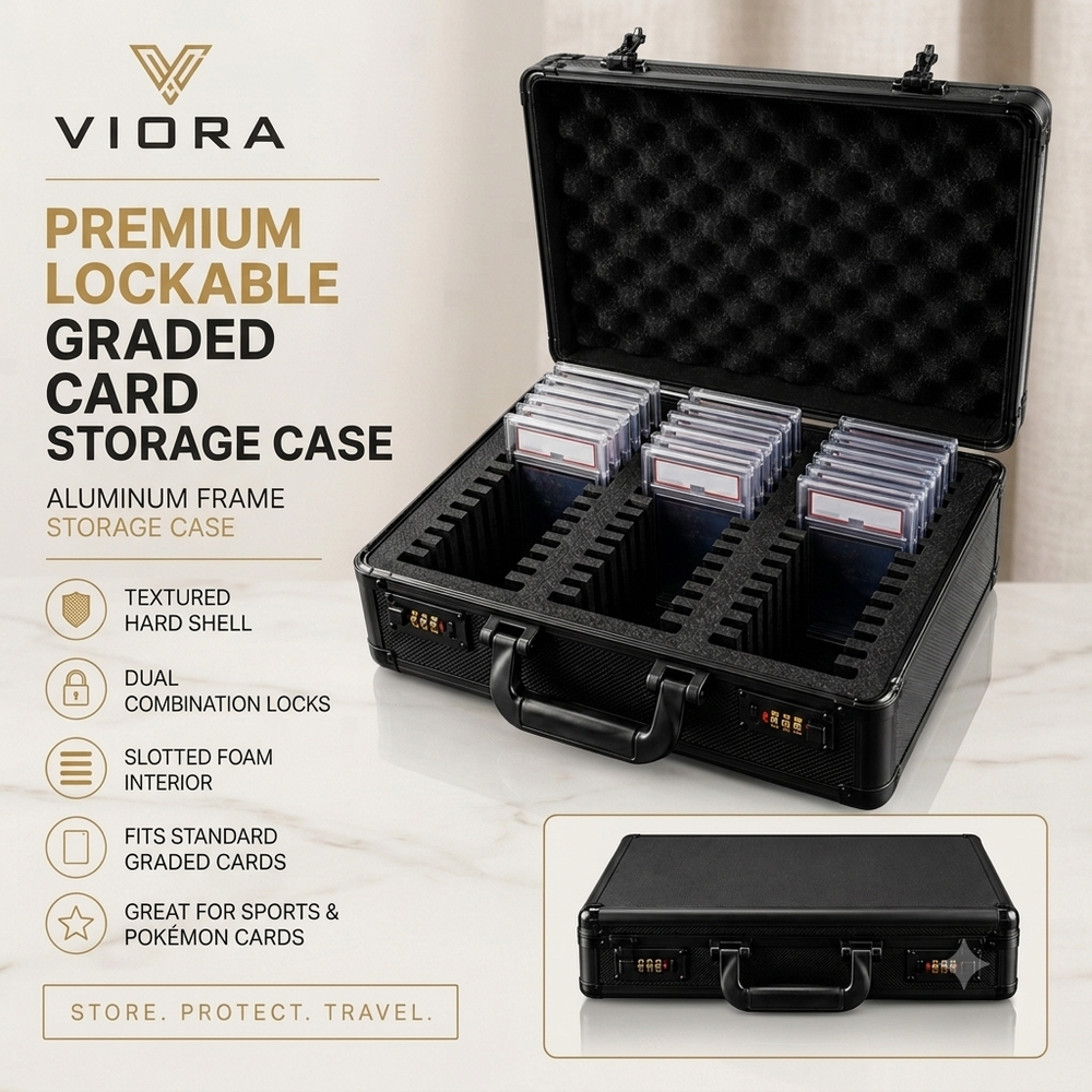 Lockable Graded Card Briefcase (Standing Slots)