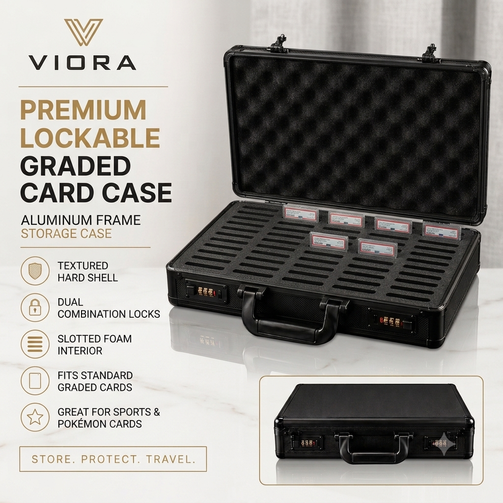 Lockable Graded Card Briefcase (Flat-Lay Slots)